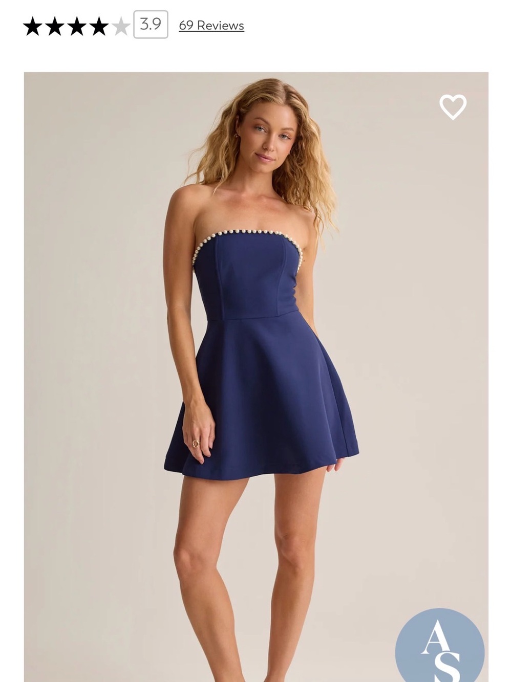 Altar'd State Londyn Navy Strapless Pearl-Trim Fit & Flare Dress